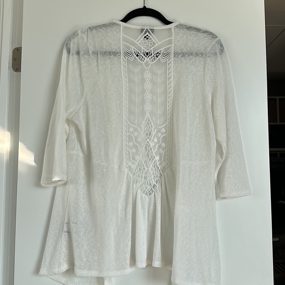 Torrid 3/4 Slub Embroidered Lace Back Sweater - Picture 6 of 9